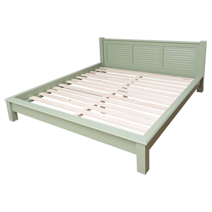 Lit en pin massif GS614 180 cm, finition Vert Amande, vue avec sommier à lattes