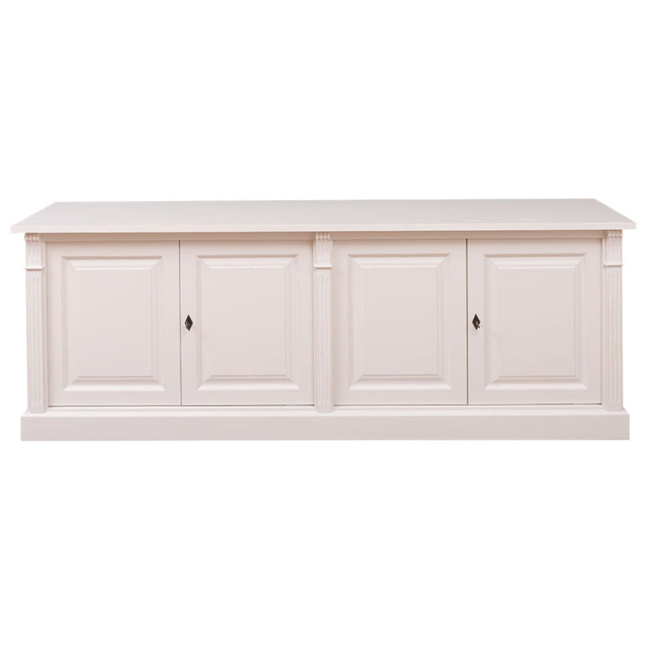 Buffet bas en pin massif 4 portes, vue de face