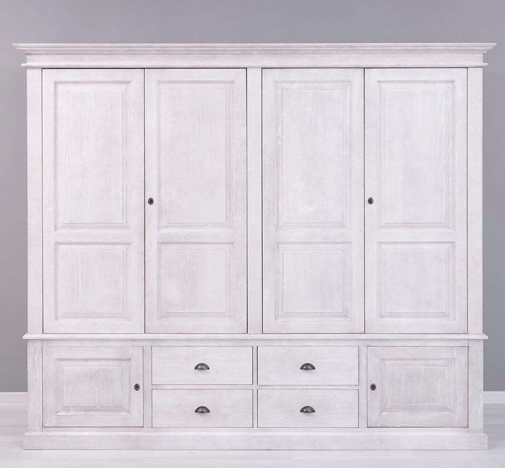 Armoire en pin massif à 6 portes et 4 tiroirs – vue de face
