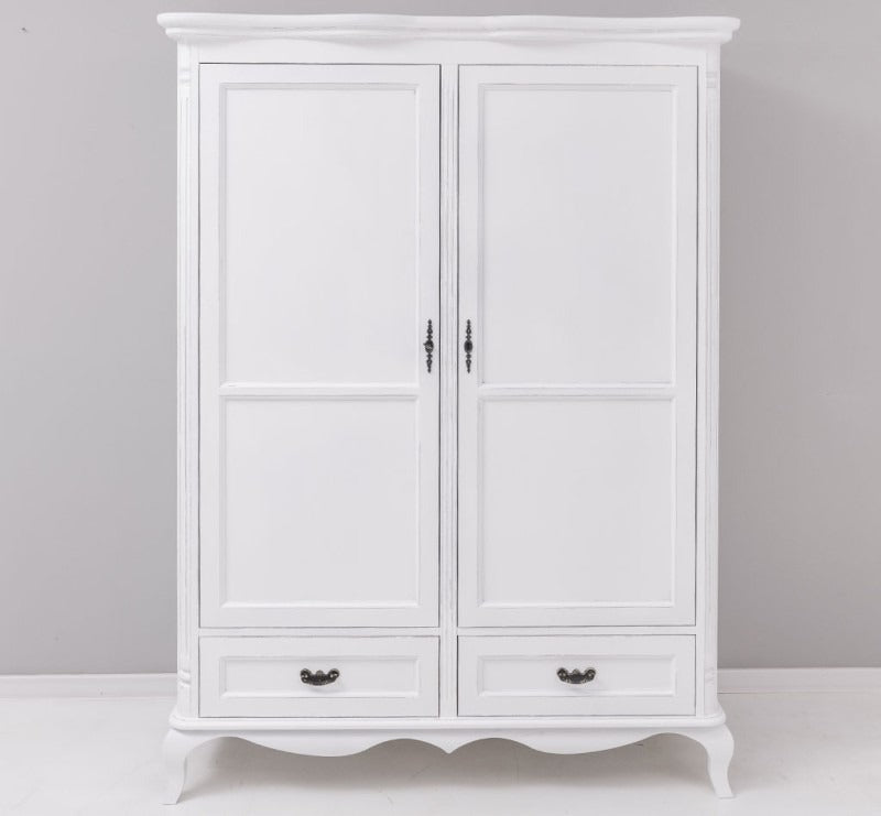 Armoire en pin massif GS730 à deux portes et deux tiroirs, vue de face