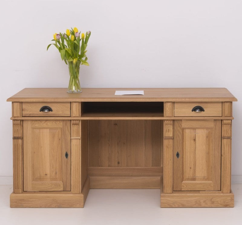 Bureau en chêne massif style Directoire, vue frontale