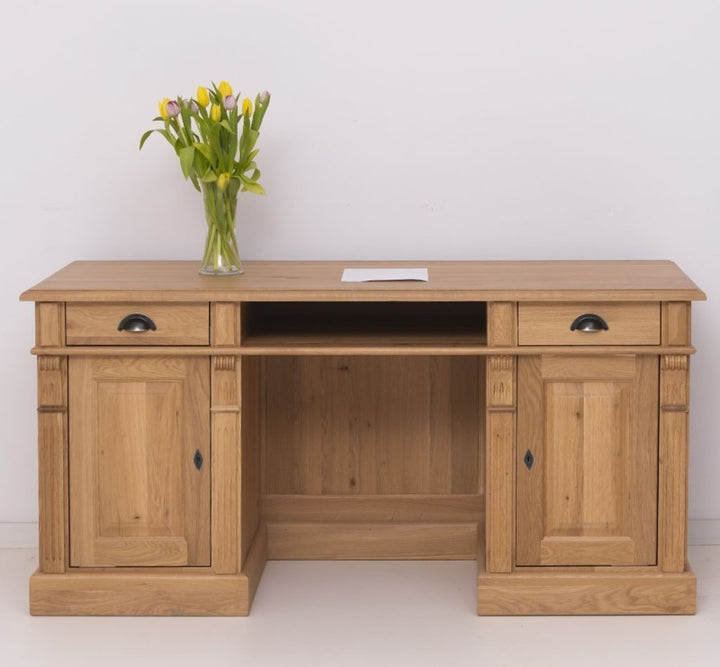 Bureau en chêne massif style Directoire, vue frontale