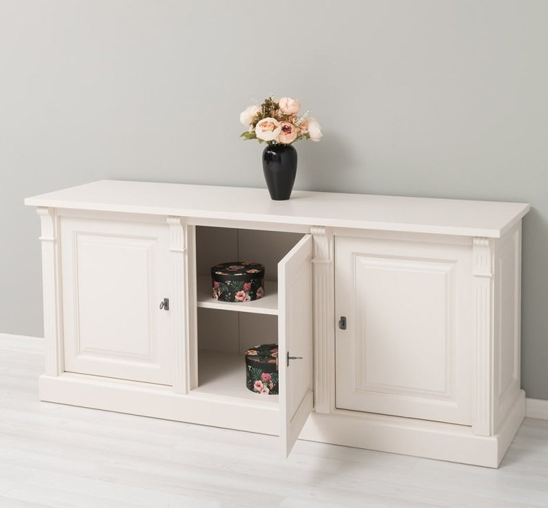 Buffet bas en pin massif GS73BAS avec porte centrale ouverte