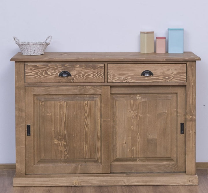 Buffet en pin massif GS171, vue de face avec veinage du bois apparent