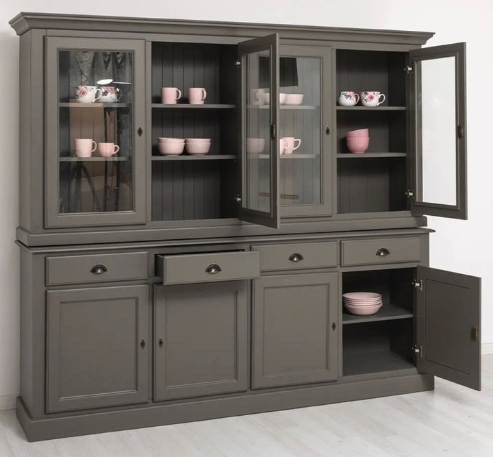 Vaisselier en pin massif GS602 avec rangements hauts et bas ouverts
