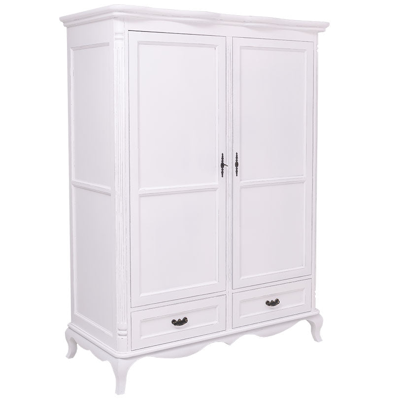 Armoire en pin massif GS730 à deux portes et deux tiroirs, vue studio