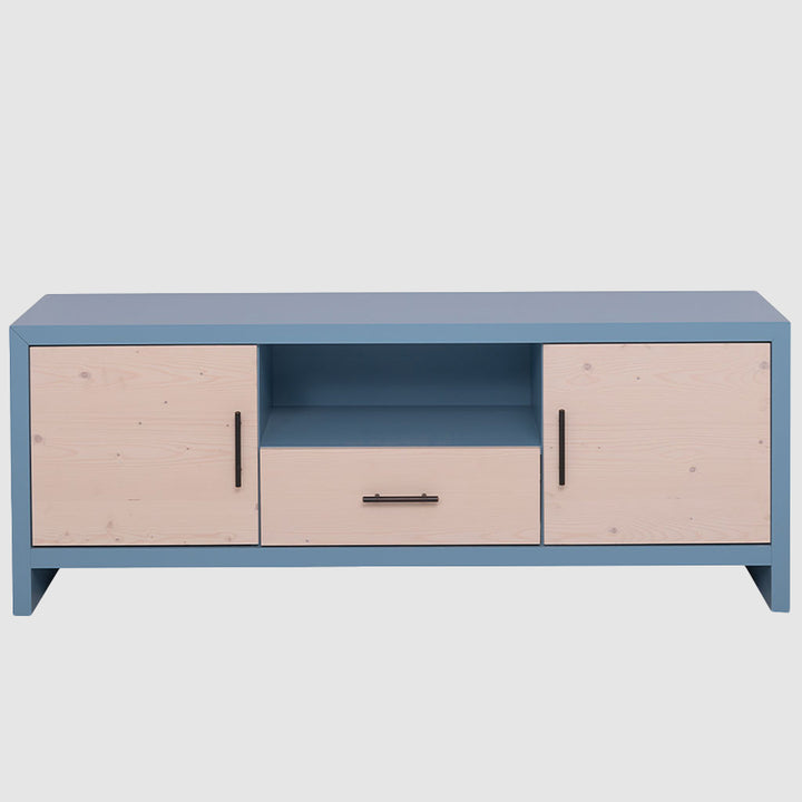 Meuble TV en bois massif avec 2 portes et 1 tiroir – 160 cm