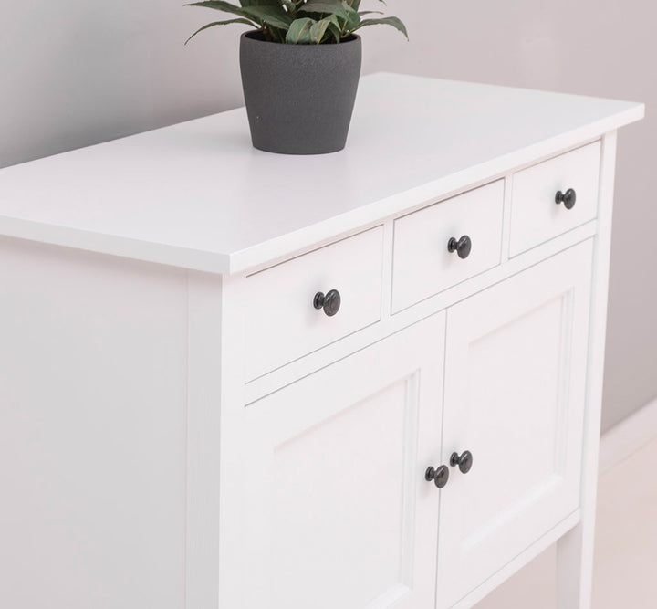 Console en pin massif avec 3 tiroirs – 100 cm