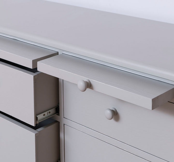Commode en pin massif avec 9 tiroirs et 3 tablettes coulissantes – 158 cm