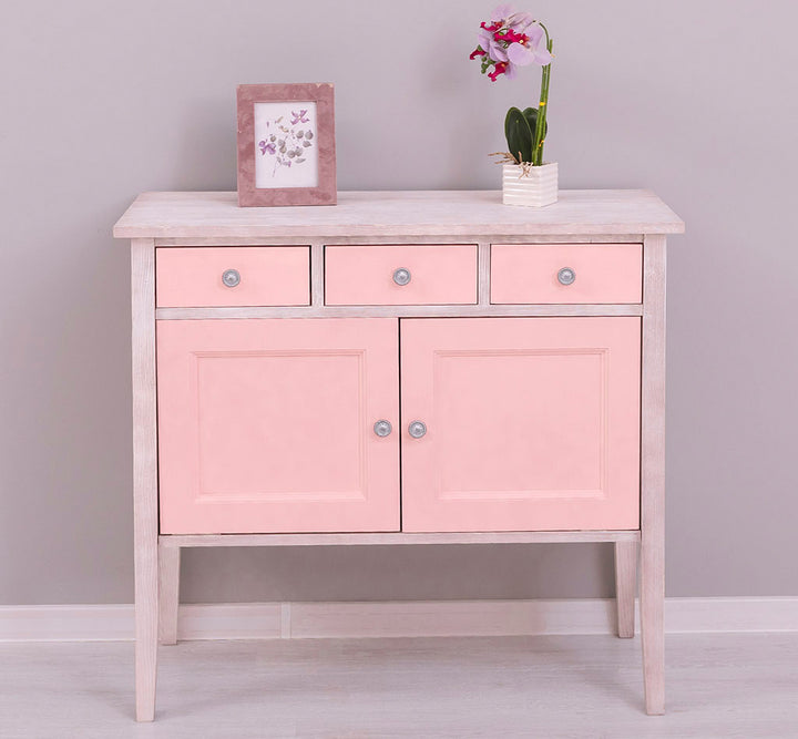 Console en pin massif avec 3 tiroirs – 100 cm