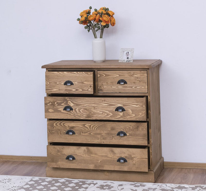 Commode 158 cm en pin massif finition naturelle