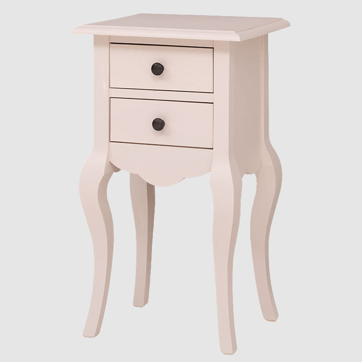 Console en pin massif beige avec 2 tiroirs, largeur 40 cm.