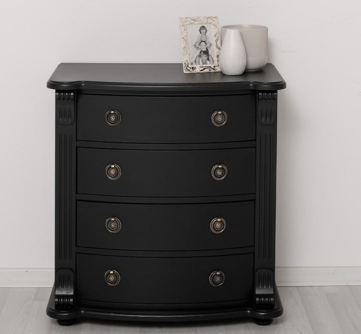 Commode en pin massif largeur 80 cm finition noir