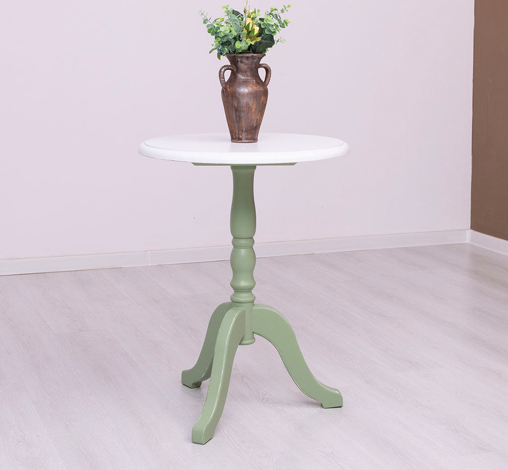 Guéridon rond en pin massif finition bicolore, 60 cm.