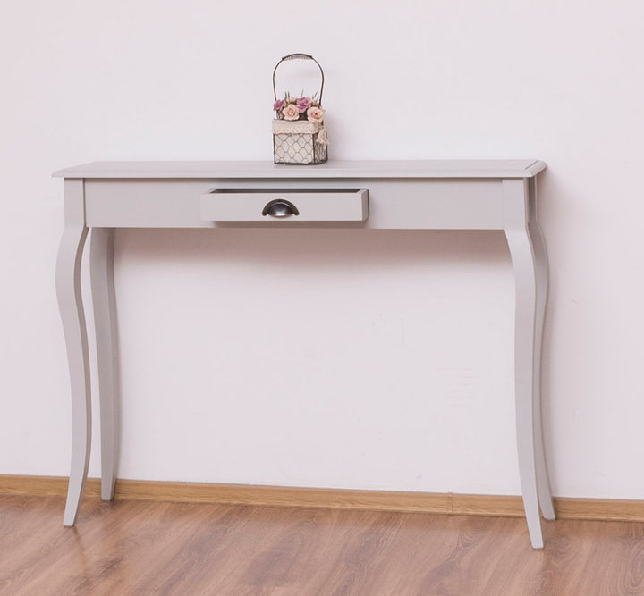 Console en pin massif avec 1 tiroir finition beige, 120 cm.