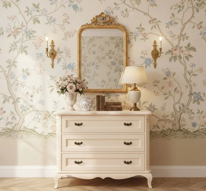 Commode 110 cm en pin massif 3 tiroirs en situation