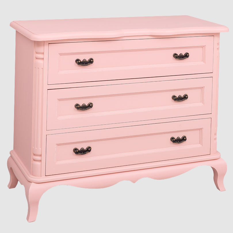 Commode 110 cm en pin massif finition rose vue de face