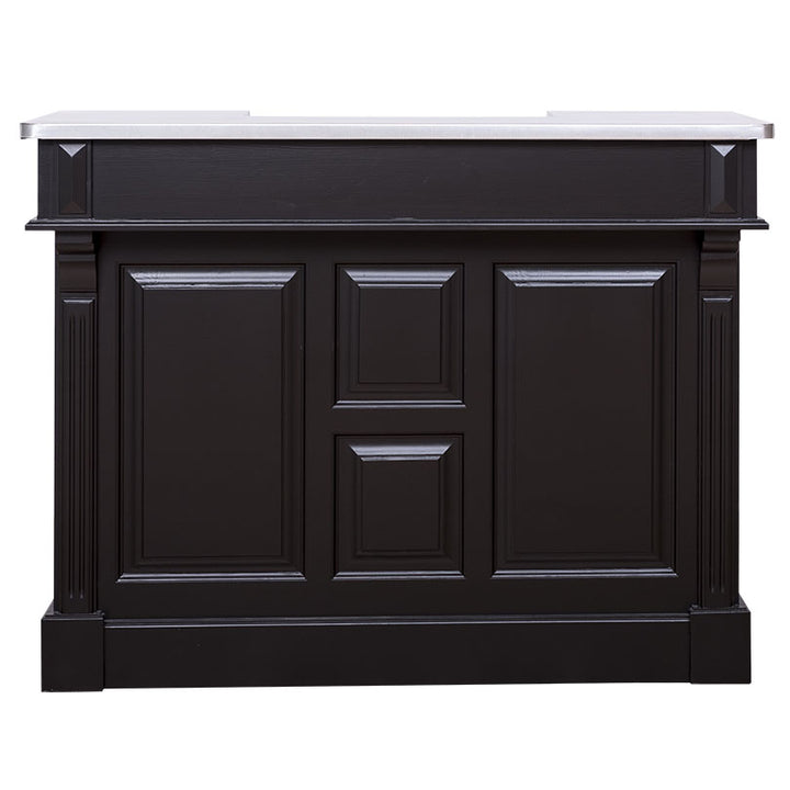 Bar en pin massif finition noir intense avec plateau en zinc