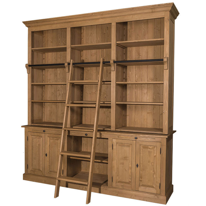 Bibliothèque en pin massif finition ciré naturel