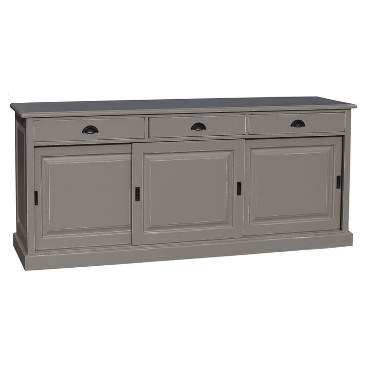 Buffet en pin massif blanc neige avec plateau gris ardoise