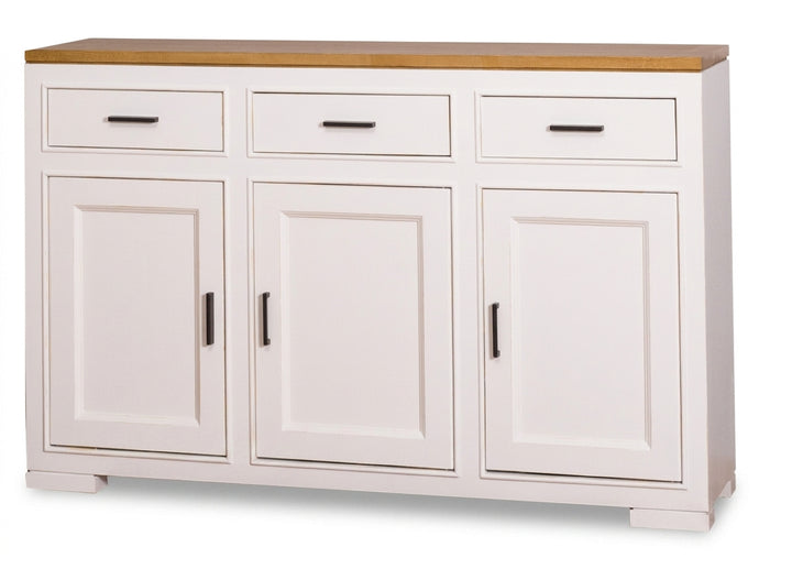 Buffet en pin massif avec plateau bois naturel et trois portes — Le Grenier Campagnard