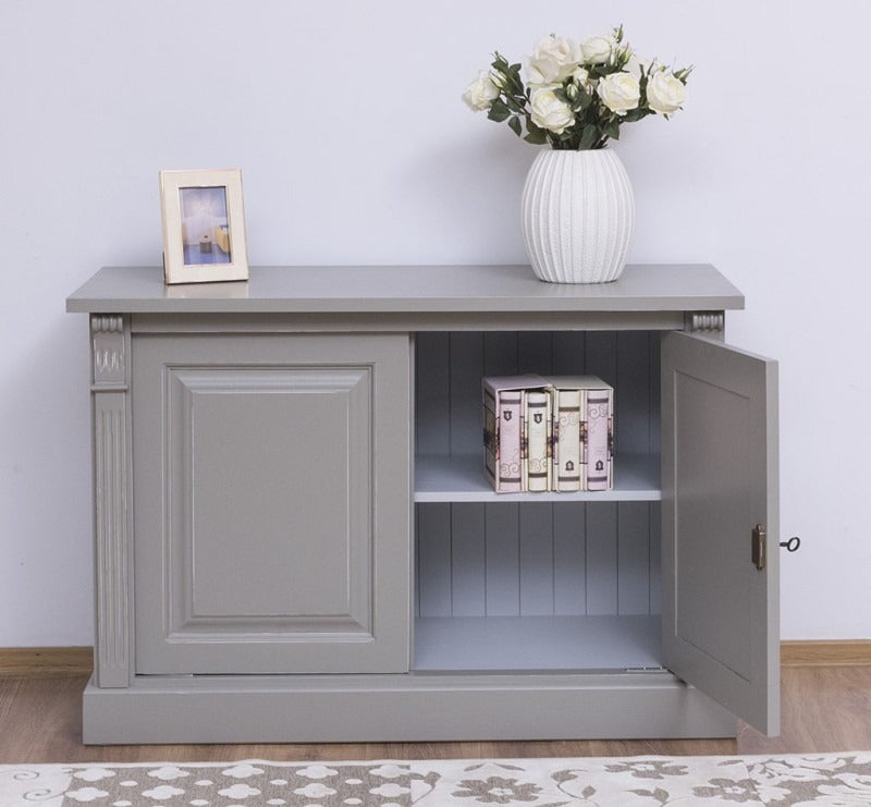 Buffet bas en pin massif GS75BAS avec porte ouverte et rangement intérieur