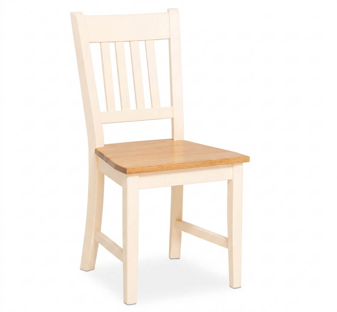 Chaise en pin massif avec assise en chêne massif de profil — Le Grenier Campagnard