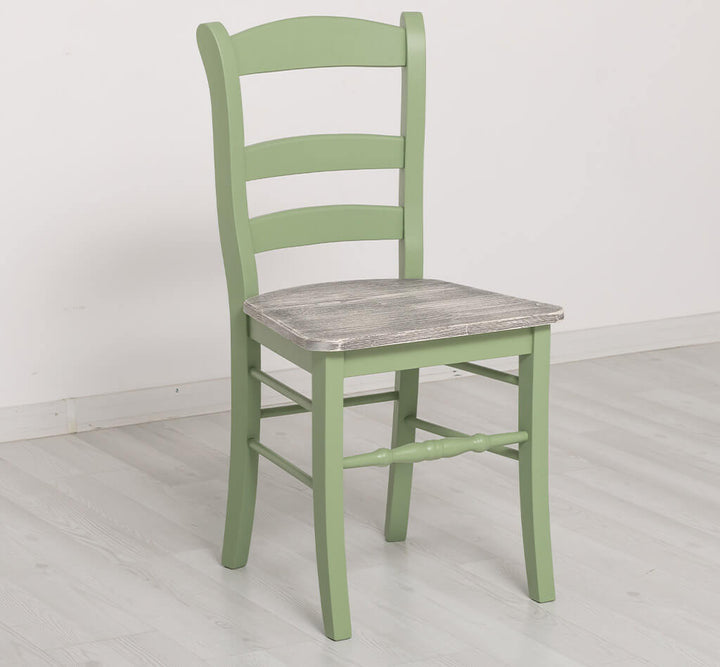 Chaise en pin massif avec dossier à trois lattes horizontales — Le Grenier Campagnard