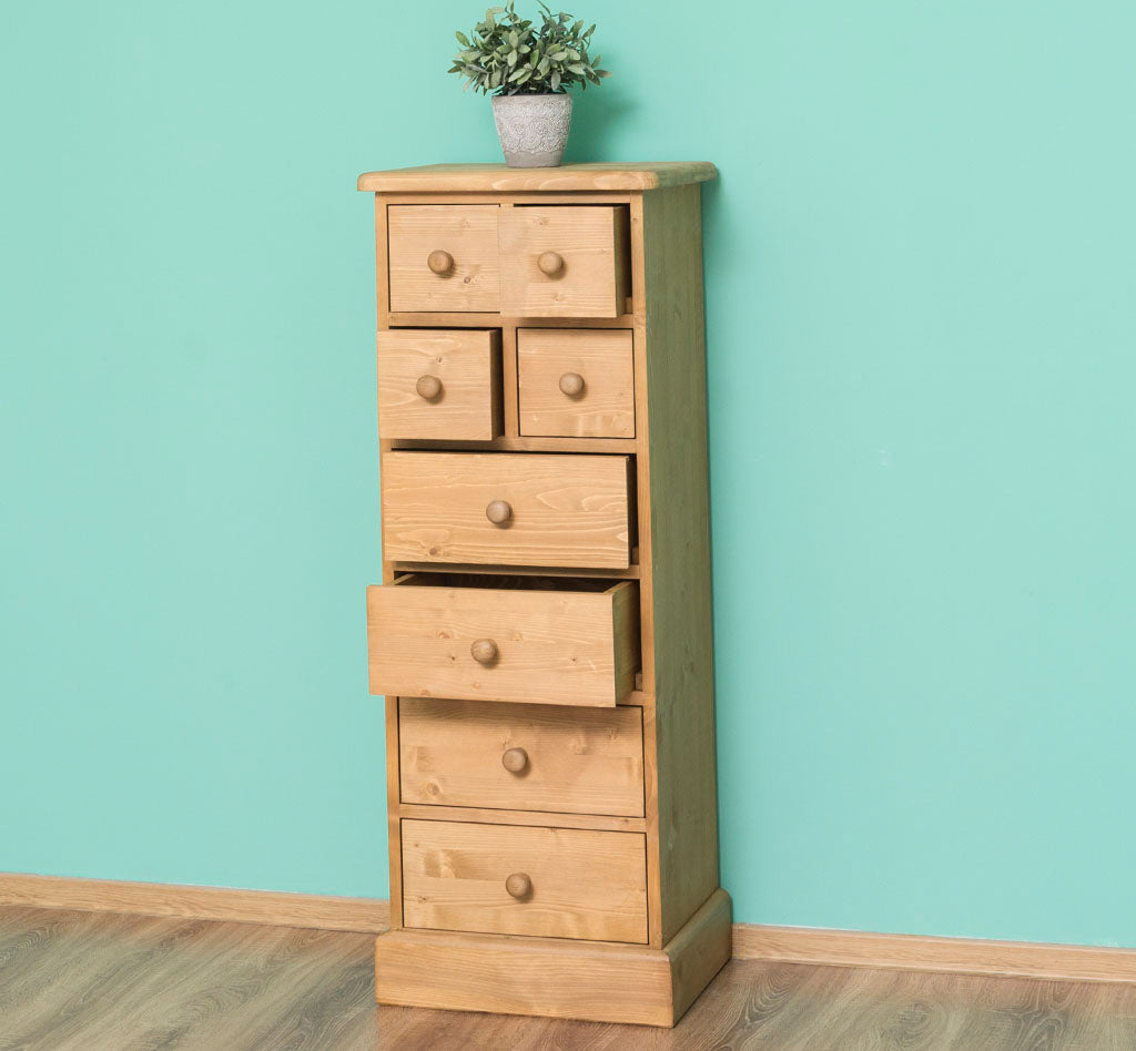 tiroirs chiffonnier en pin massif finition ciré miel clair