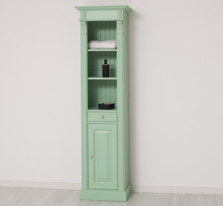 colonne de salle de bain en pin massif style Directoire finition Vert Menthe