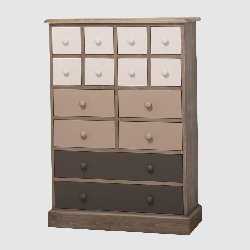 Commode 14 tiroirs en pin massif avec différentes finitions disponibles