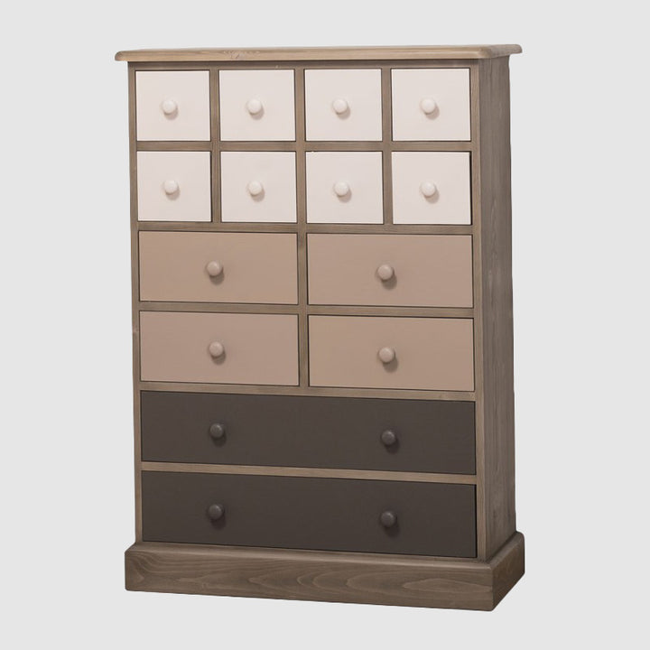 Commode 14 tiroirs en pin massif avec différentes finitions disponibles