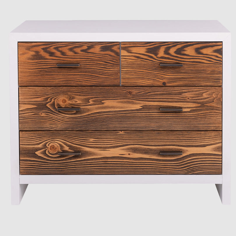 commode 4 tiroirs en pin massif finition blanc pur