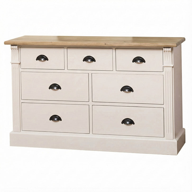 ommode en pin massif avec plateau en chêne naturel