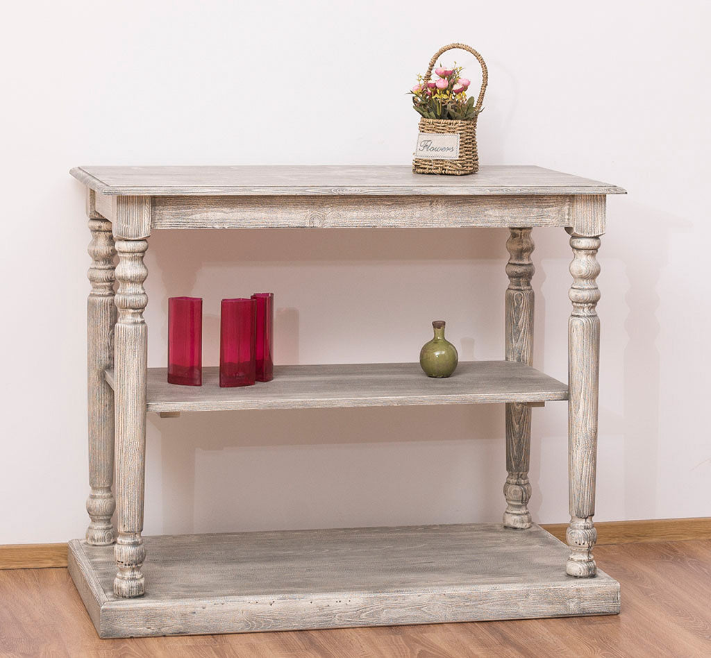 Structure console en pin massif avec pieds tournés.