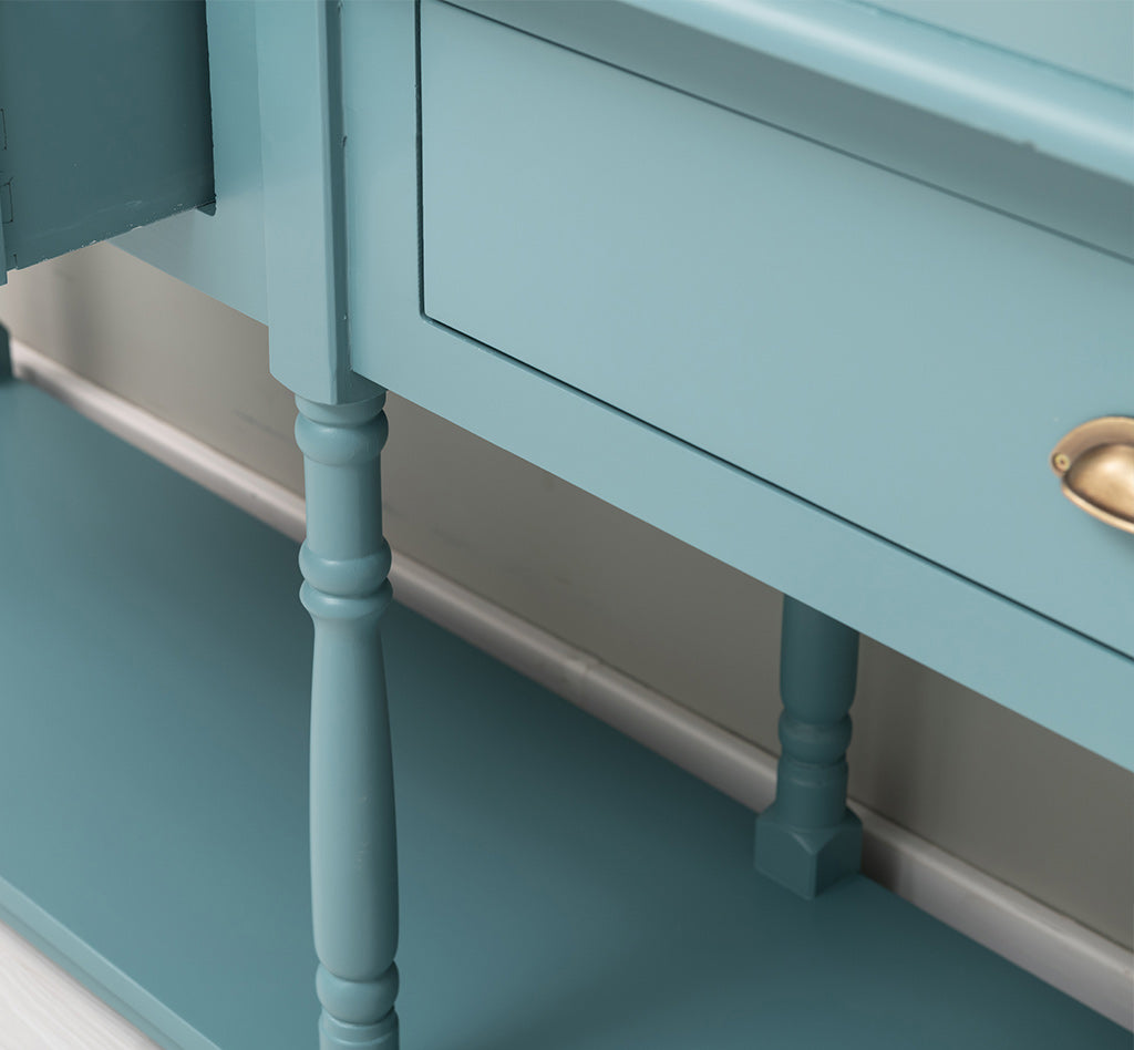 Détail pied tourné console en pin massif.