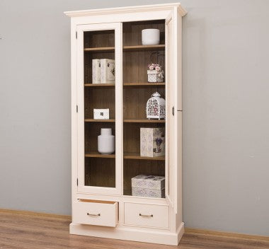 Vitrine en pin massif GS359, vue trois-quarts