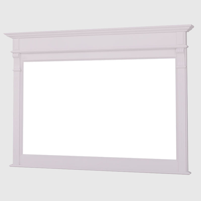 Miroir de salle de bain grand format en pin massif style Directoire — cadre sculpté avec colonnes cannelées et corniche moulurée, 141 × 100 cm