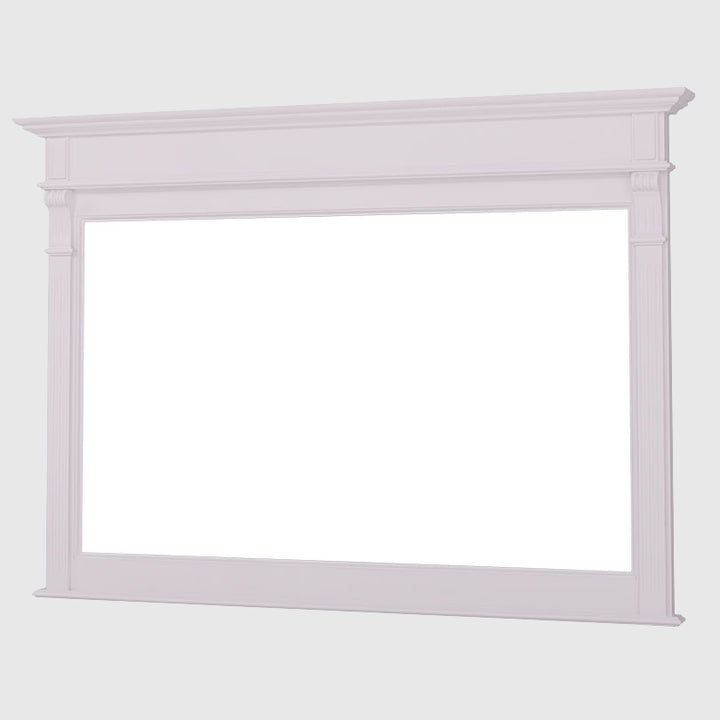 Miroir de salle de bain grand format en pin massif style Directoire — cadre sculpté avec colonnes cannelées et corniche moulurée, 141 × 100 cm