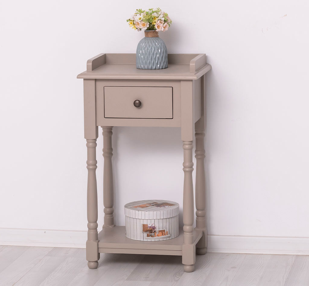 Console en pin massif avec tiroir et étagère.