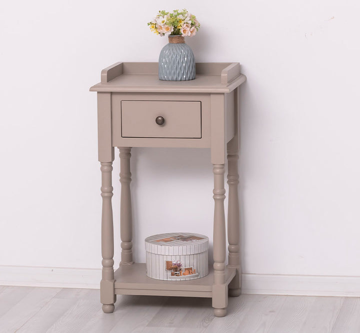 Console en pin massif avec tiroir et étagère.