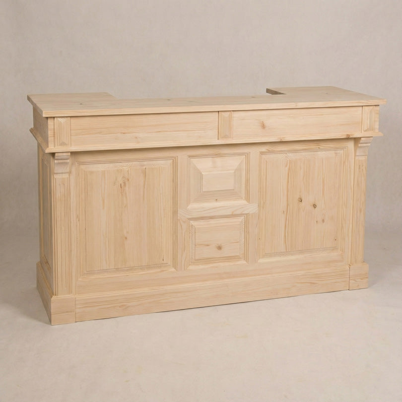 bar en pin massif finition brute vu de face