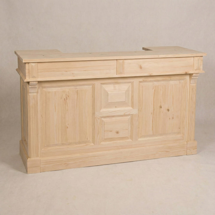bar en pin massif finition brute vu de face