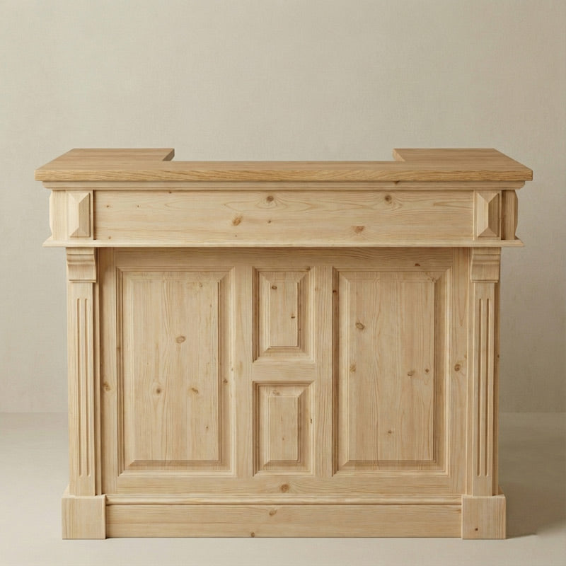 meuble bar en pin massif finition brute vue de face