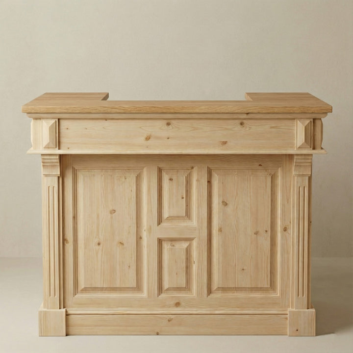 meuble bar en pin massif finition brute vue de face
