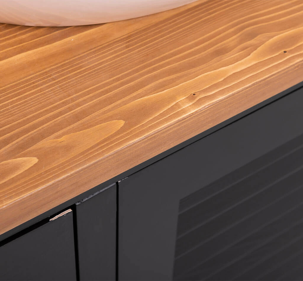 Gros plan sur le grain du plateau en bois d&