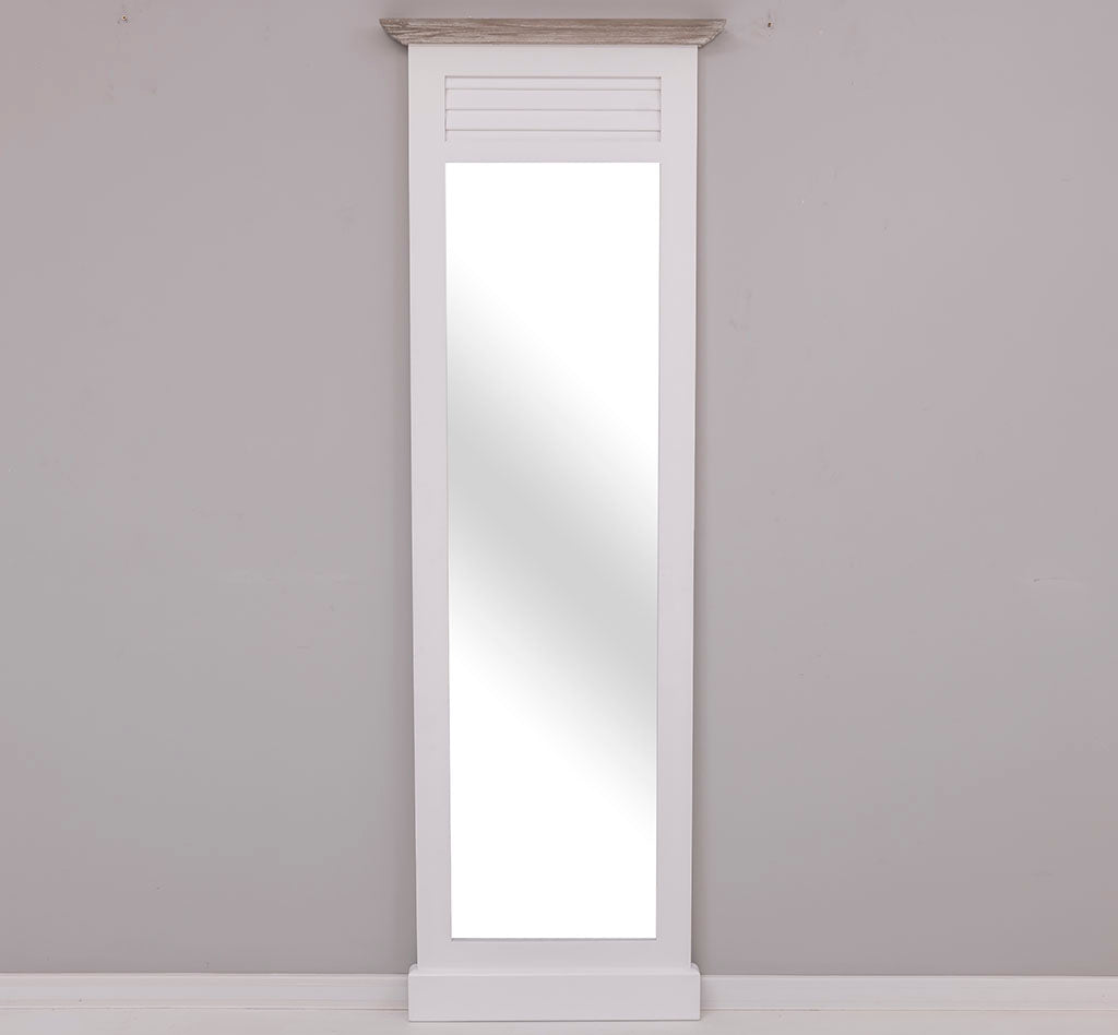Miroir de face en pin massif avec détails persiennes — Le Grenier Campagnard
