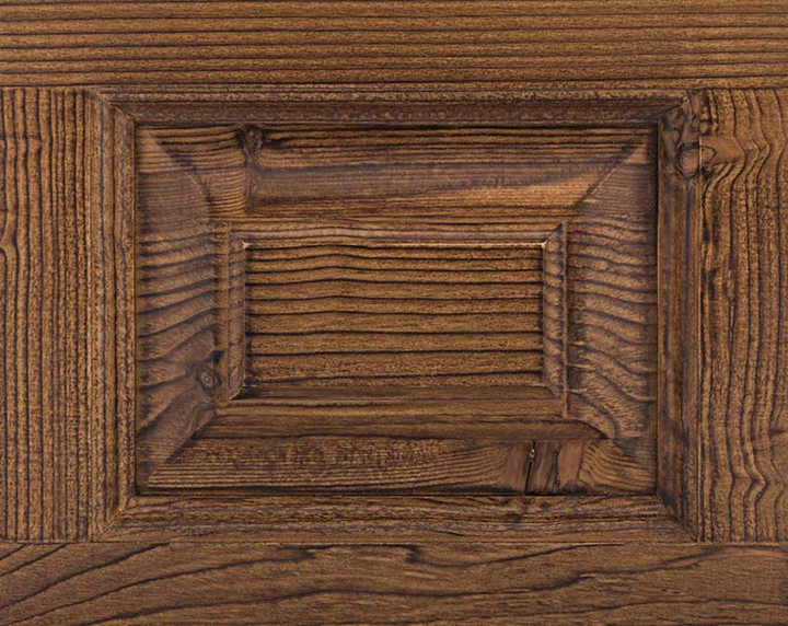 Échantillon de bois teinté brun foncé effet vieilli patiné — Le Grenier Campagnard