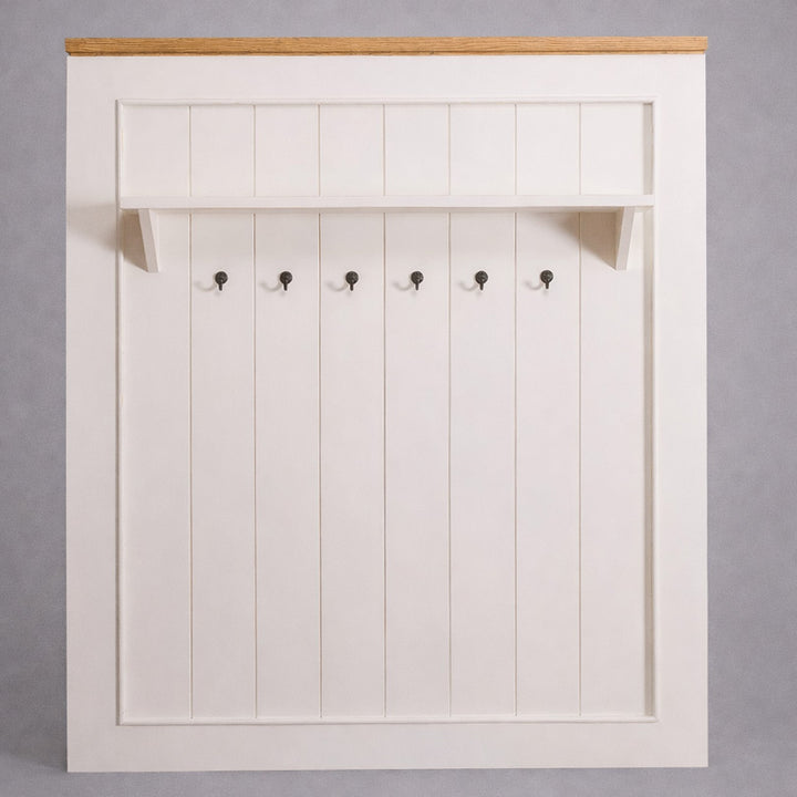 Porte-manteau mural en pin massif avec patères et tablette supérieure