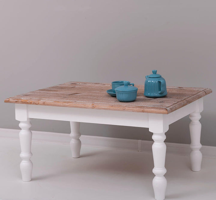 Table basse en pin massif plateau brossé — Le Grenier Campagnard